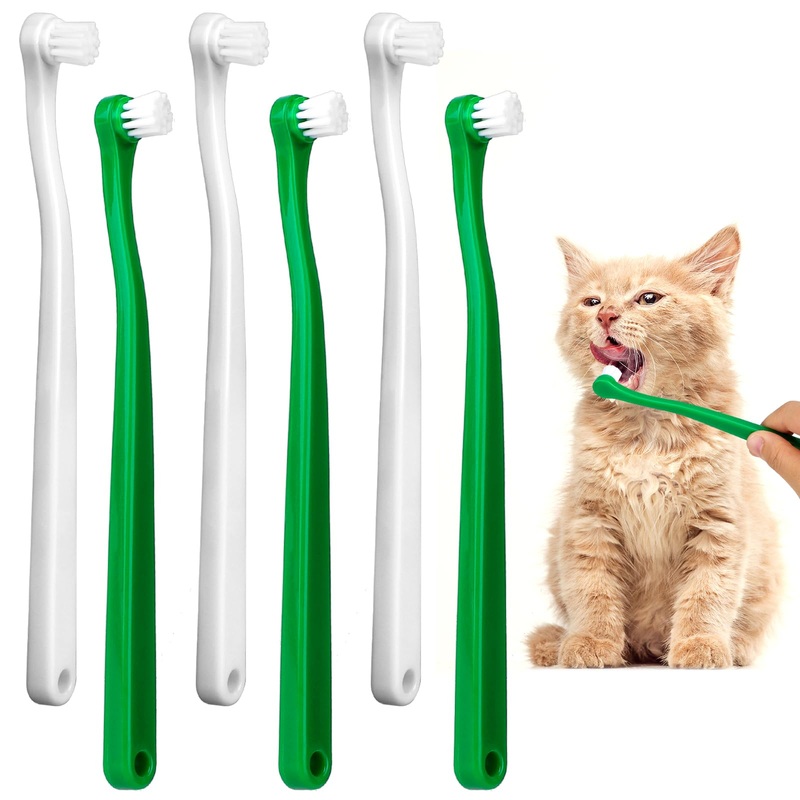 Pet Dog Toothbrush for Small Dogs Mini Head Cat Toothbrush Soft Bristles Puppy Long Handle Tooth Brush for Sensitive Gum, Dog Dental Care Kit for Puppy, Kitten, Cats Small Breed Dogs, 6Pcs