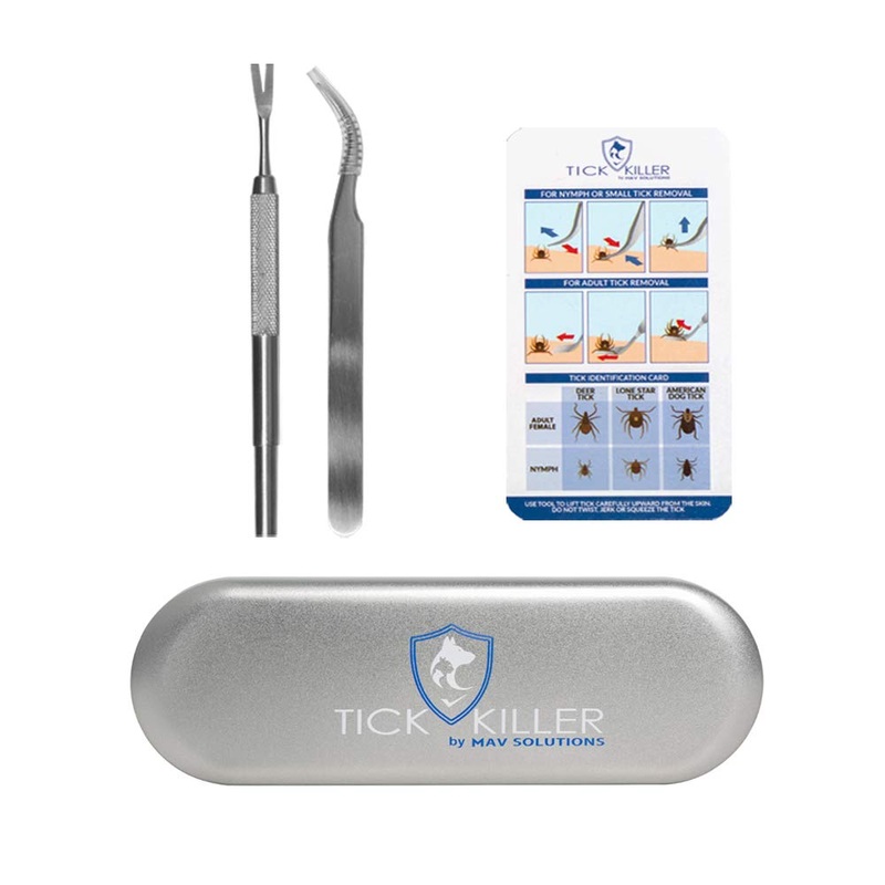 Platinum Tick Removal Tool Set, Stainless Steel Tick Remover Tweezers Kit, Protective Metal Case, Identification Card & Plastic Mini Bags