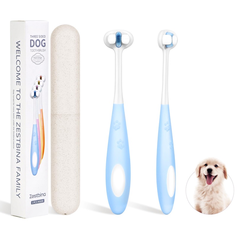 Ultra Soft Nano Bristles Dog Toothbrush,Pet Dental Care Kit,3 Sided Design for Easy Teeth Cleaning,Suitable for All Dogs,for Your Pet’s Sensitive Teeth and Gums Blue 1 Count (Pack of 1)