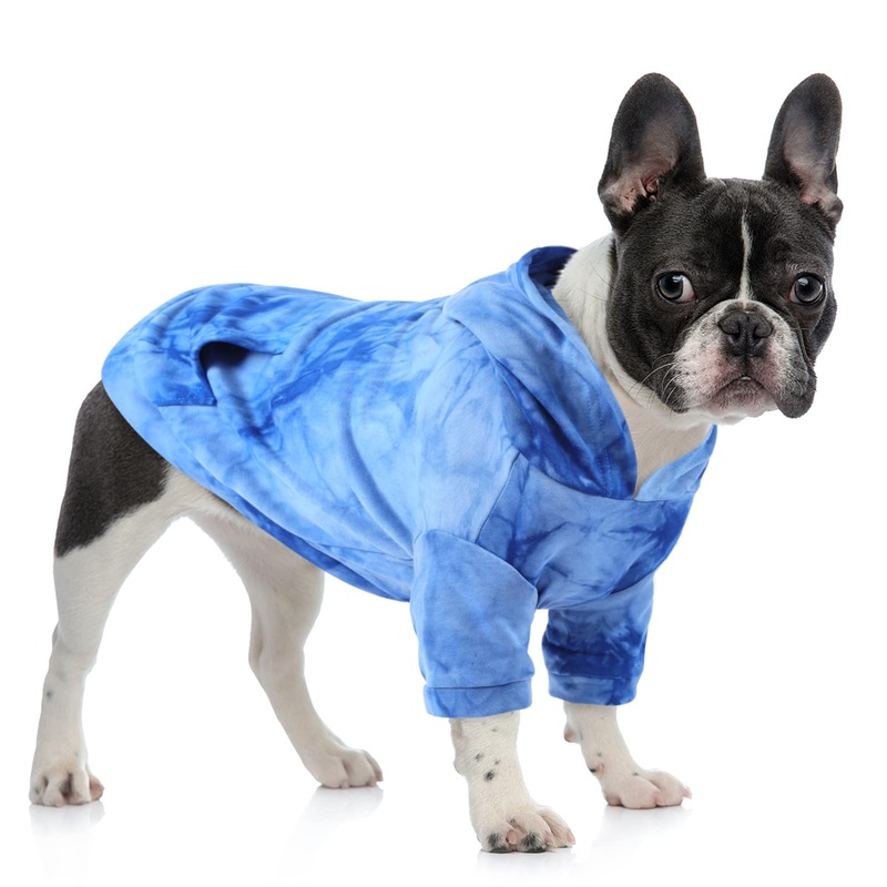 ASENKU Tie Dye Dog Hoodie, Soft Cotton Dog Clothes Puppy Sweaters with Metal Leash Ring, Pet Hooded Sweatershirt Pullover with Pocket, Dog Outfit Coat Apparel for Small Medium Large Dogs X-Large Blue