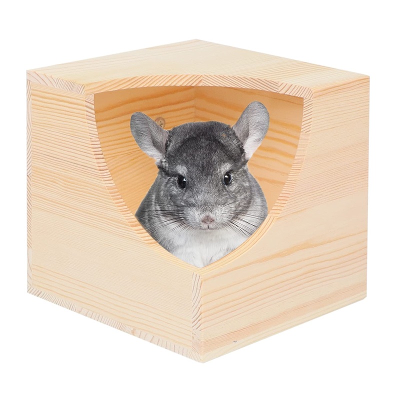 C-LIGHT Pet Chinchilla Hut Hideout Natural Wooden Small Animal Hideout for Chinchilla Squirrel Sugar Gliders A-Large