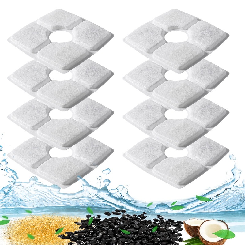 Cat Fountain Replacement Filter – 16Pcs, Guarm Cat Water Fountain Filter, Pet Water Fountain Filter Replacement for Most Cat Dog Water Dispensers, Activated Carbon Filters & PP Cotton (8pcs-02) 8pcs-02