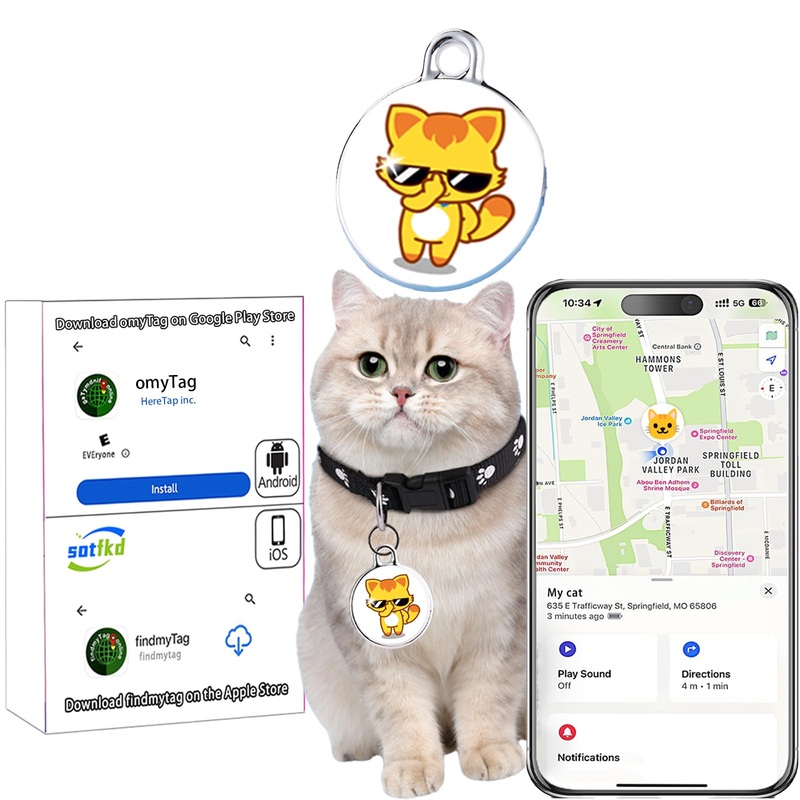 Cat Tracker Collar-GPS Tracker for Cats-Market Leading Pet GPS Location Tracker | Android and iOS Universal | No Monthly Fee | No Charging Required | Waterproof | Works with Any Collar