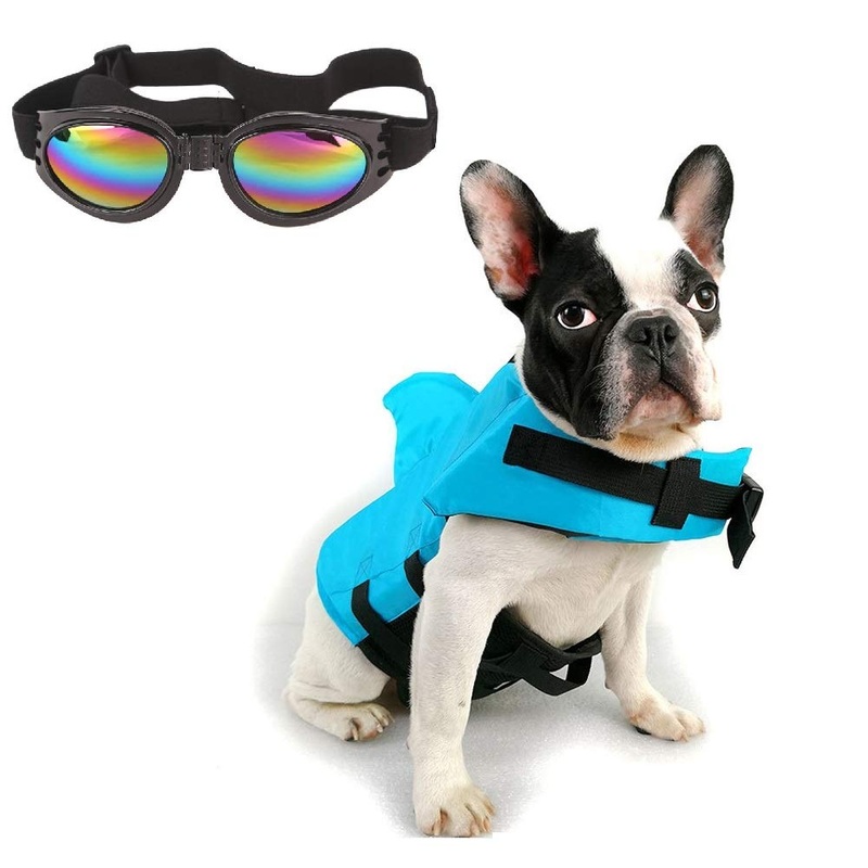 CheeseandU Dog Life Jacket Shark, Pet Swimming Vest Jacket- Adjustable Preserver Coat Jacket with Free Pet UV Goggles Sunglasses Gift for Small Medium Dog Puppy Doggie Surfing Boating XS: Chest Girth: 14.2-16.5 in Blue