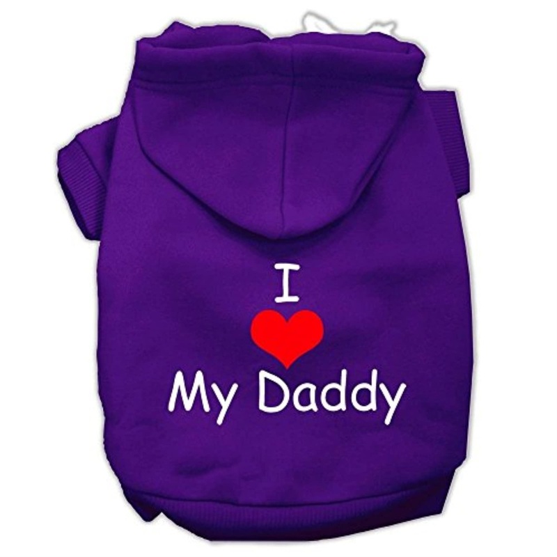 I Love My Daddy Screen Print Dog Hoodies Large Purple 1