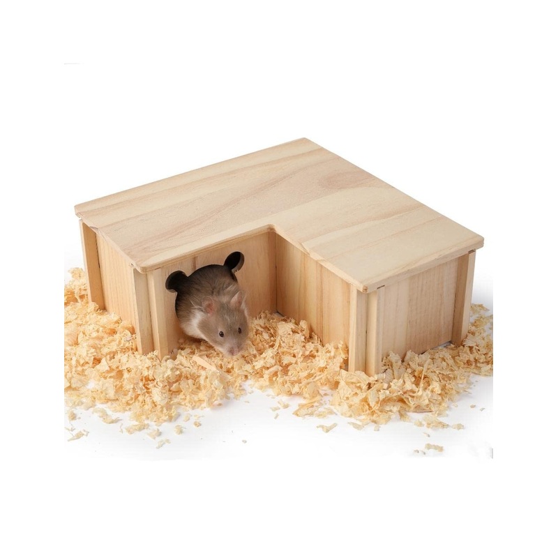JanYoo Hamster Toys Climbing Wooden Exercise Toy Accessories for Syrian Dwarf Hamsters Small Ainmals C-Three bedroom Platform