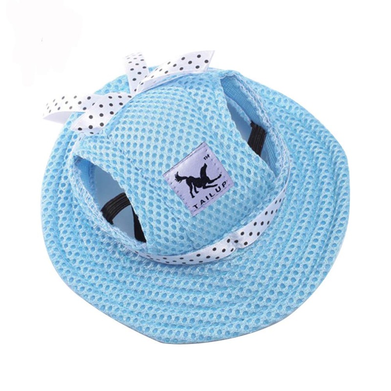 Leconpet Princess Pet Hat Dog Caps Hats with Neck Strap Adjustable Comfortable Ear Holes for Small Medium Dogs in Outdoor Sun Protection Blue