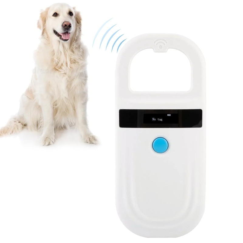 Microchip Reader, Rechargeable Pet RFID EMID Micro Chip Reader Scanner 134.2kHz 125kHz 15 Digits Supports FDXB (ISO11784 / 11785) for Dogs Cats Pigs Animal (White) White