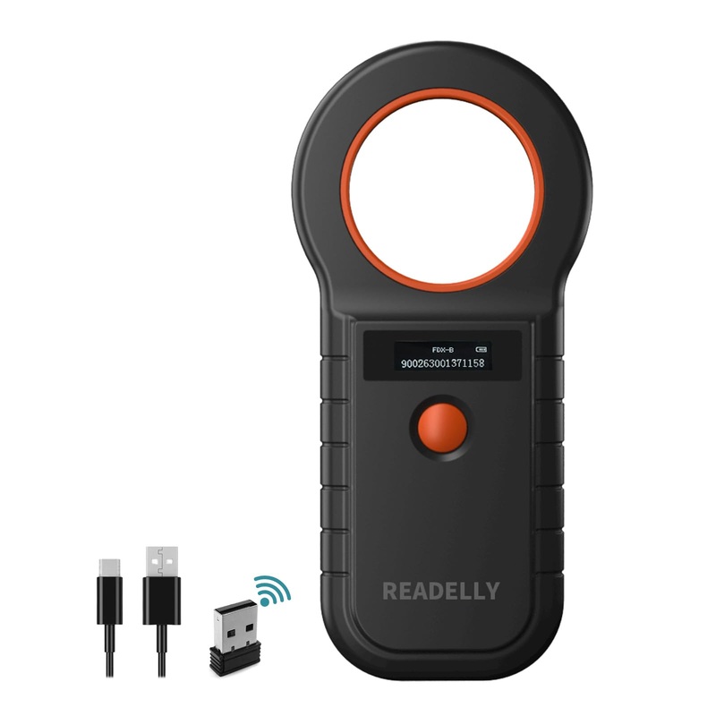 Pet Microchip Scanner, ISO11784/85/FDX-B/EMID 128 Records Data Storage Upload to PC Microchip Scanner Reader for Dog/Pet/Cat/Pig/Animal (Black) W90D