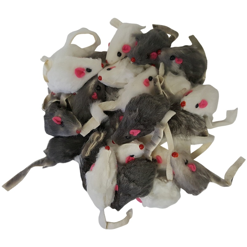 Real Rabbit Fur Mice Cat Toys 24-pack