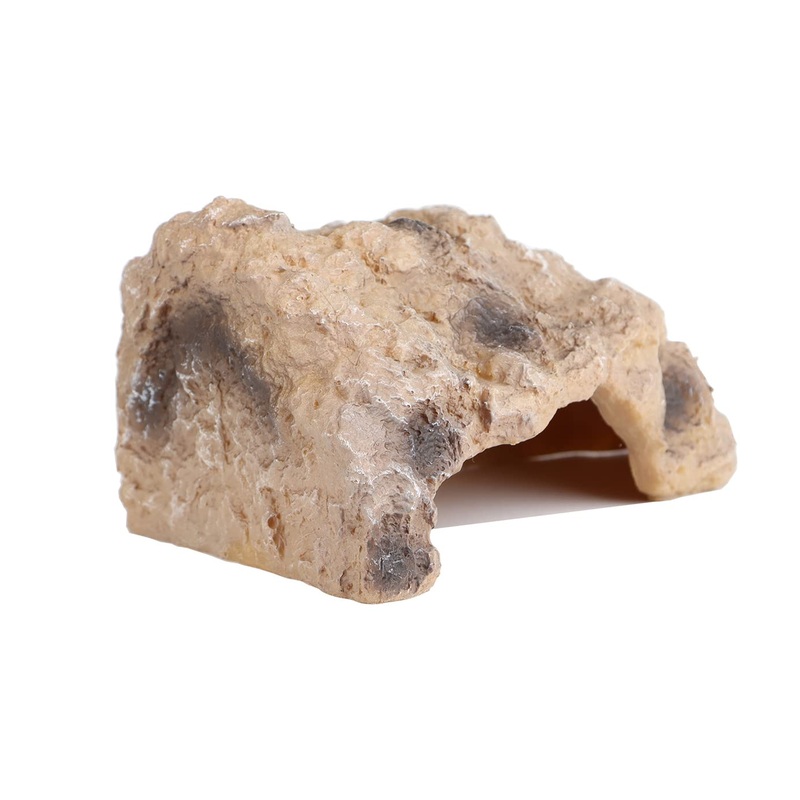 Reptile Simulation Rock Hide – Resin Amphibian Hideouts Cave Size 2.83” x 1.18”, Habitat for Bearded Dragon Turtles Lizards Snakes Crab Gecko Leopard Spider Fish