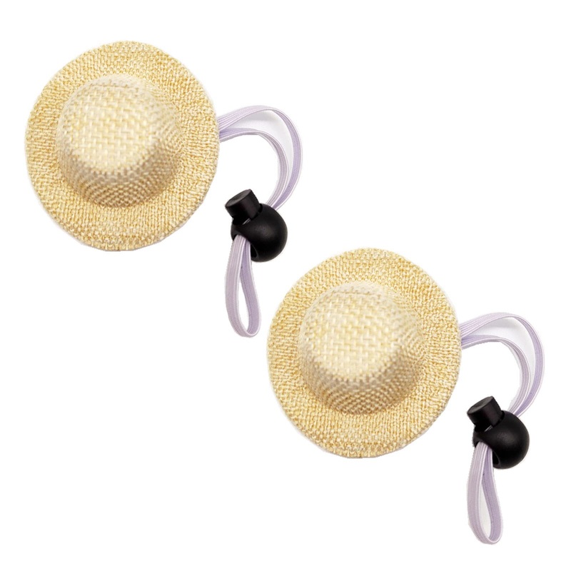 Soochat Pet Straw Hat, Mini Straw Hat with Adjustable Elastic Chin Strap, Snake Hamster Lizard Guinea Pig Knitted Hat Small Reptile Animal Decoration Supplies Accessories 2Pcs