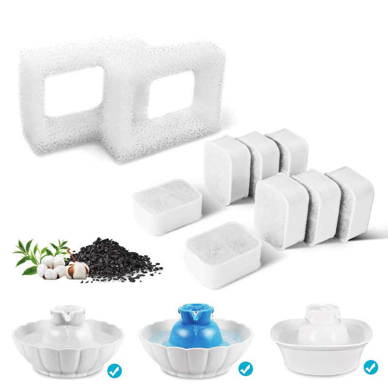 VinDox Ceramic Cat Water Fountain Replacement Filters Compatible with Tritone/Fiumi Ceramic Pet Lotus Ceramic Pet Fountain, Cats and Dogs Water Fountain 8 Replacement Filters