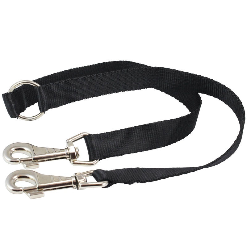 15″ Nylon 2-Way Double Dog Leash – Two Dog Coupler Black 3 Sizes Large: 1″ Wide