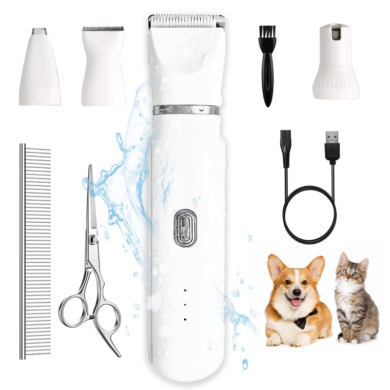 4 in 1 Mini Pet Hair Trimmer Dog Paw Fur Trimmers Nail Grinder Electric Cat Hair Clipper 2 Speeds Cat Paw Pad Trimmer Quiet Cordless Rechargeable for Dogs Cats Grooming Tool Waterproof
