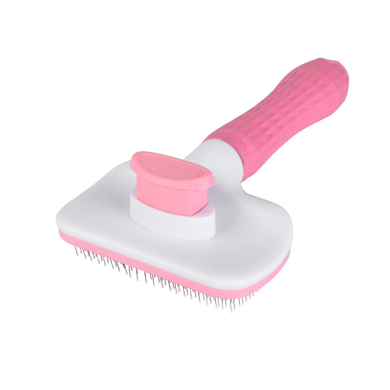 555 Dog grooming products: automatic cleaning pet brushes, smooth brushes used for falling off cat which can quickly remove floating hair on dogs and do not damage the skin of Pink