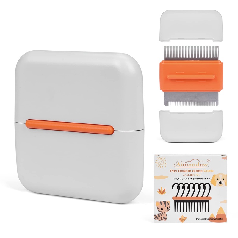 Aimondow Cat Comb, Dog Massage Removal Brush for Deshedding Grooming Comb, Portable Cat Brush for Short Long Haired Cats Dogs Puppy Kitten Rabbit, Remove Matted Tangled Fur Loose Hair