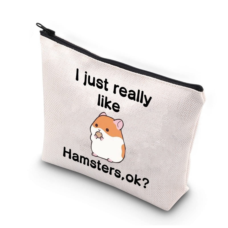 BDPWSS Hamster Makeup Bag Hamster Lover Gift I Just Really Like Hamsters OK Hamster Cosmetic Bag For Hamster Mom