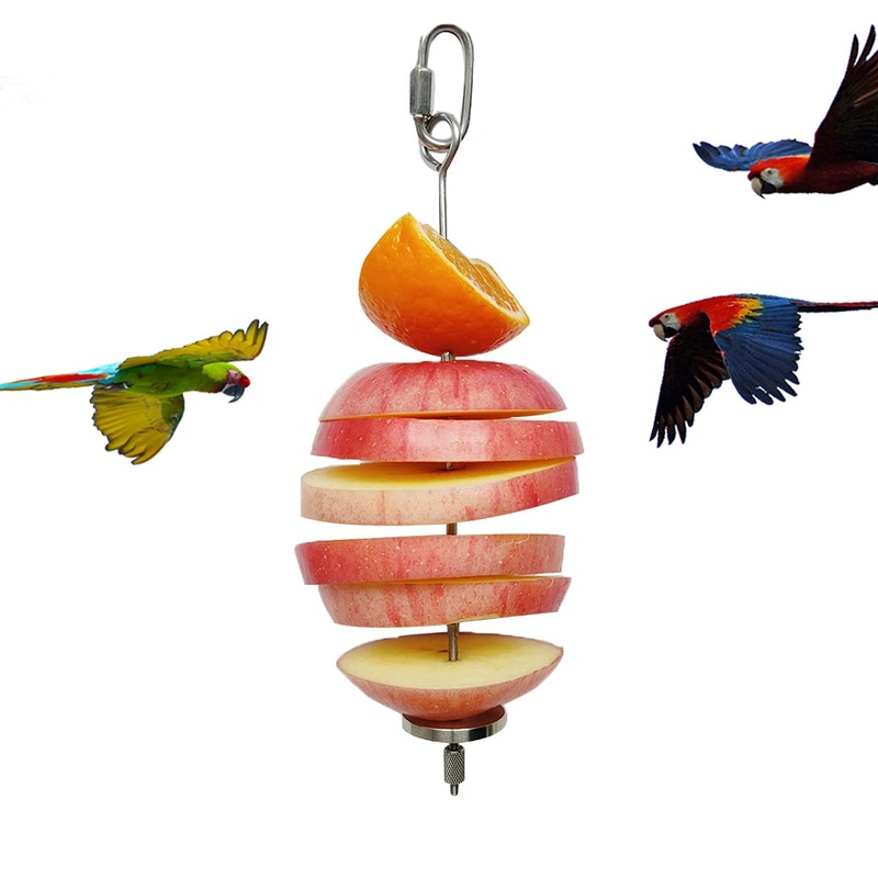 Bird Food Holder, Bird Feeder Toy, Foraging Toy, Bird Food Treat Skewer, Stainless Steel Parrot Fruit Vegetable Stick Holder S