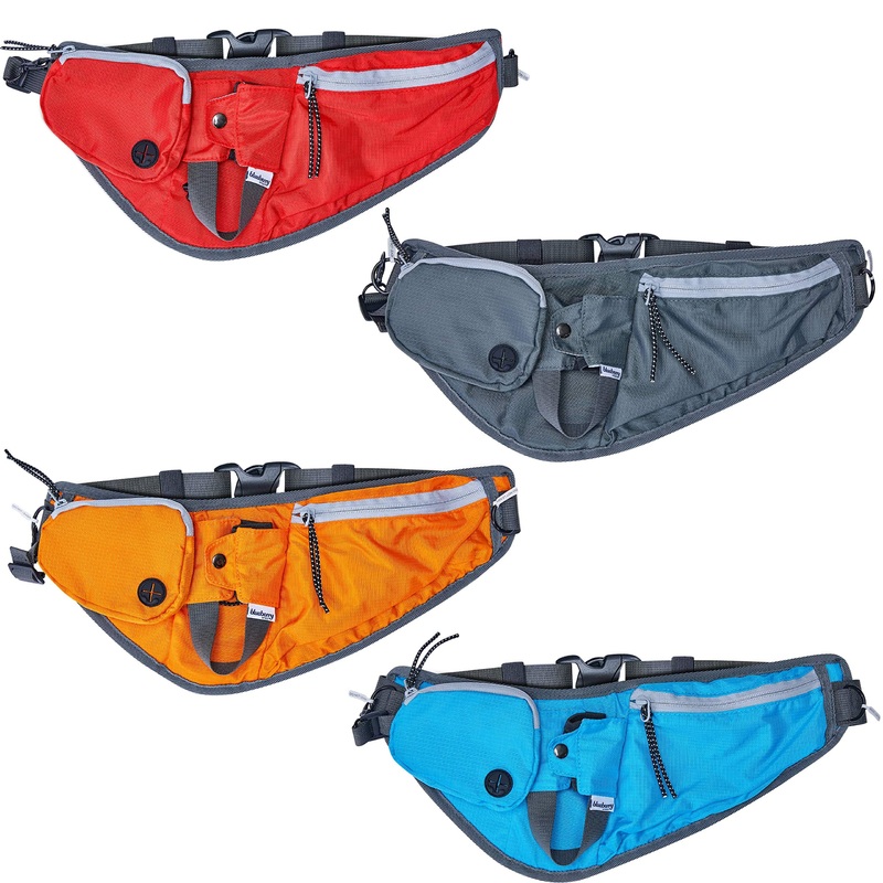 Blueberry Style All-Purpose Multi-Function Dog Walking Bag, Bumbag Waist Bag Fanny Pack – Built-in Poop Bag Holder, Dog Treat Pouch, Adjustable Waistband, and Bottle Holder 16.5″ * 7″ * 2″ 1 Pack Waist Bag – Grey
