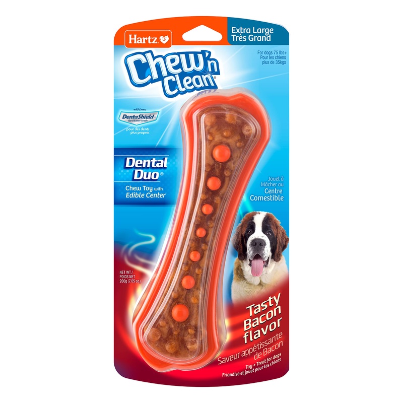 Chew ‘n Clean Dental Duo Bacon Flavored Dental Dog Treat & Chew, Color Varies, XL