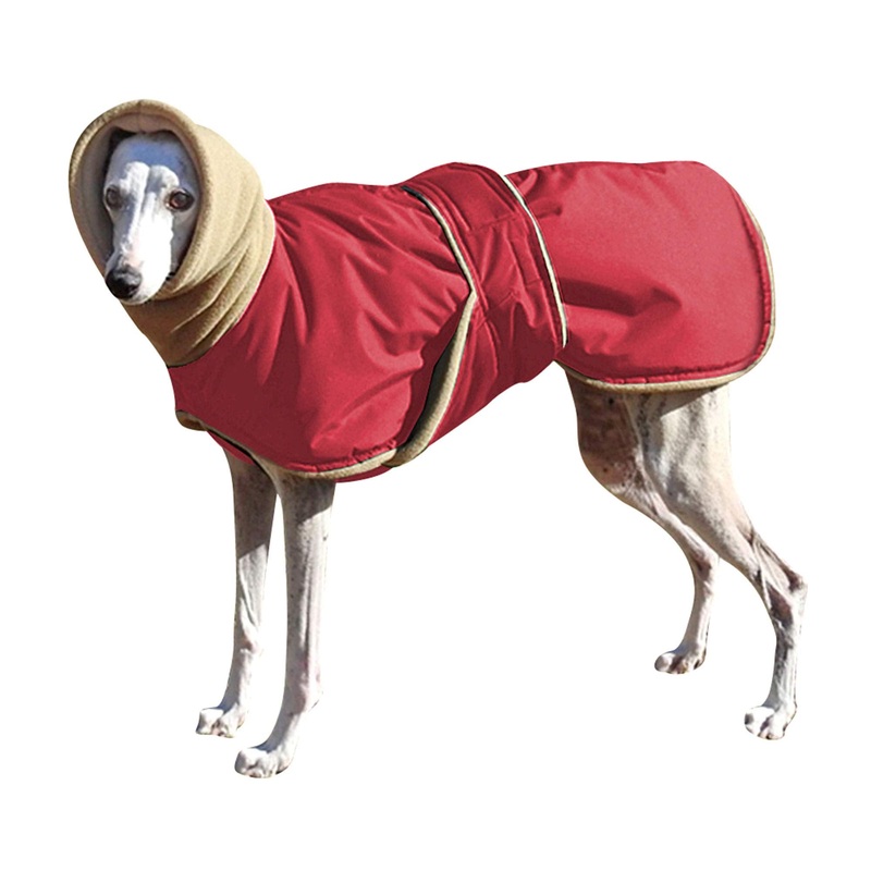 Didog Waterproof Dog Winter Jacket with Turtleneck Scarf,Pets Cold Weather Coats with Soft Warm Fleece Lining,Windproof Snowsuit Outdoor Apparel for Medium Large Dogs Chest:29-37″ Back Length:31″ Red