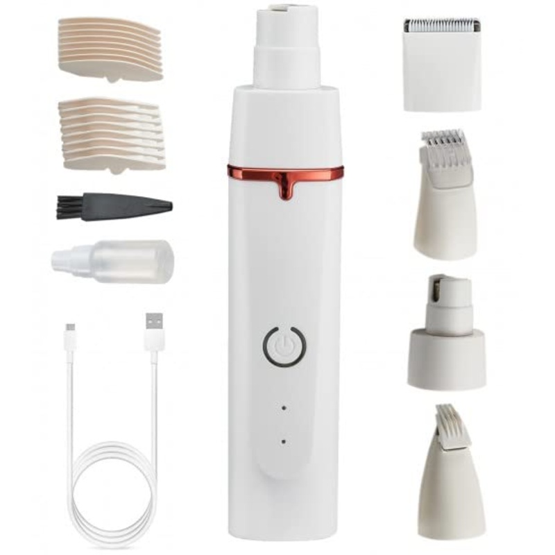 Dog Nail Grinder Haircutting System, Upgraded Electric Rechargeable Quiet Cat Paws Trimmer,Grooming Tool Kit For Small Pets, Pet Hair Trimmer Painless Grooming Kit for Small Medium Large Dogs & Cats