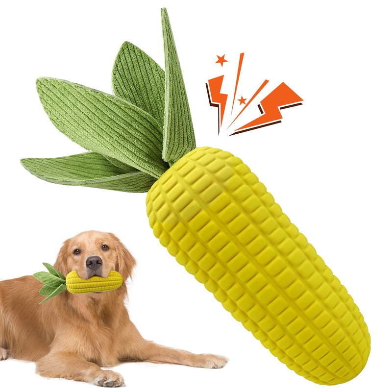 Dog Toys for Aggressive Chewers, Indestructible Tough Dog Toys for Large Dogs, Durable Squeaky Dog Chew Toys for Small Medium Dog Teeth Cleaning with Natural Rubber Yellow