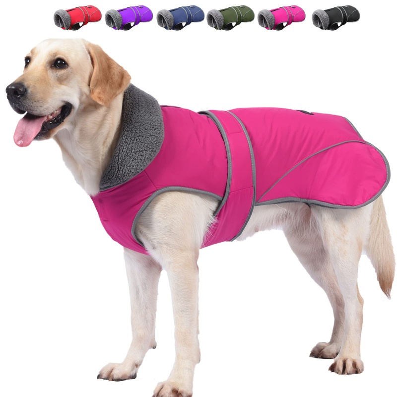 Dogcheer Dog Coat, Christmas Dog Winter Jacket Puppy Cold Weather Coats with Thick Padded, Reflective Dog Sweater Waterproof Windproof Pet Warm Vest Clothes for Small Medium Large Dogs L(Chest Girth 22.8″-29.5″, Back 16.5″) Pink