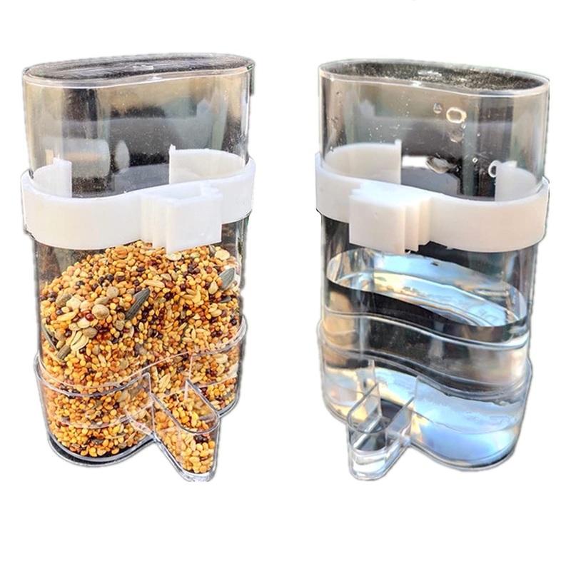 DoubleWood 2Pcs Parrot Water Dispenser,No-Mess ParakeetFeeder,Parakeet Waterer,Cockatiel Cage Accessories,Automatic Feeding for Budgies,Finch and Other Bird