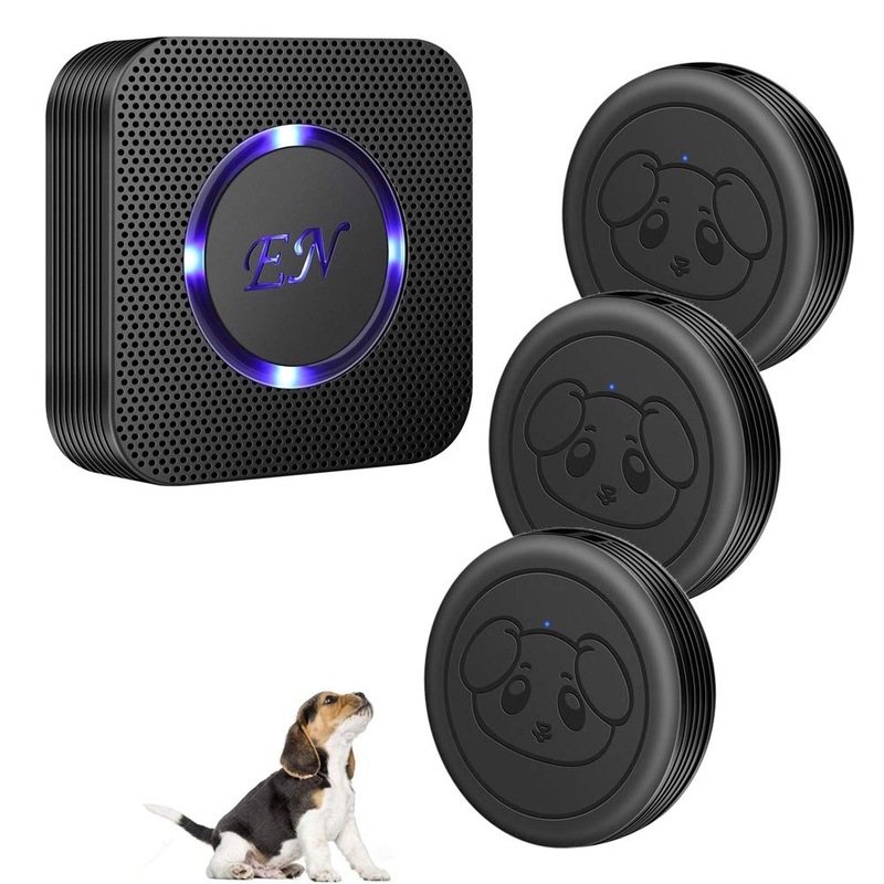 EverNary Dog Door Bell Wireless Doggie Doorbells for Potty Training with Warterproof Touch Button Dog Bells Included 1 Receiver and 3 Transmitters Black