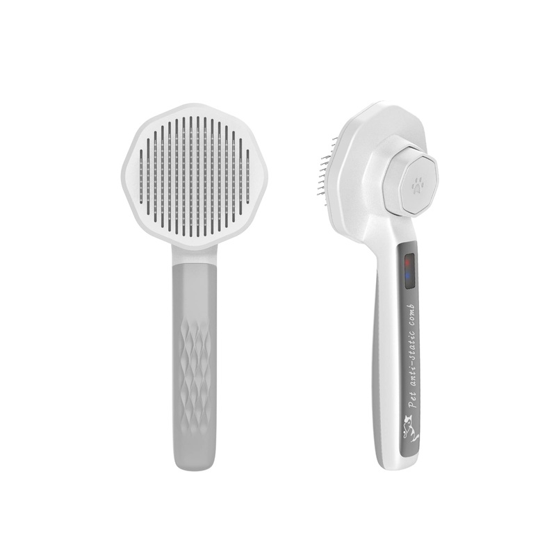 Fumzen Dog Brush for Pets Grooming and Shedding Multipurpose Pet Antistatic Comb Long Hair Pets Static-free Brush Self Cleaning Slicker Brushes Tool Gently Removes Loose Undercoat, Mats Tangled Hair Slicker Brush (Grey) Grey