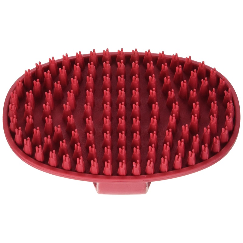 Le Salon Essentials Rubber Grooming Brush with Loop Handle Red