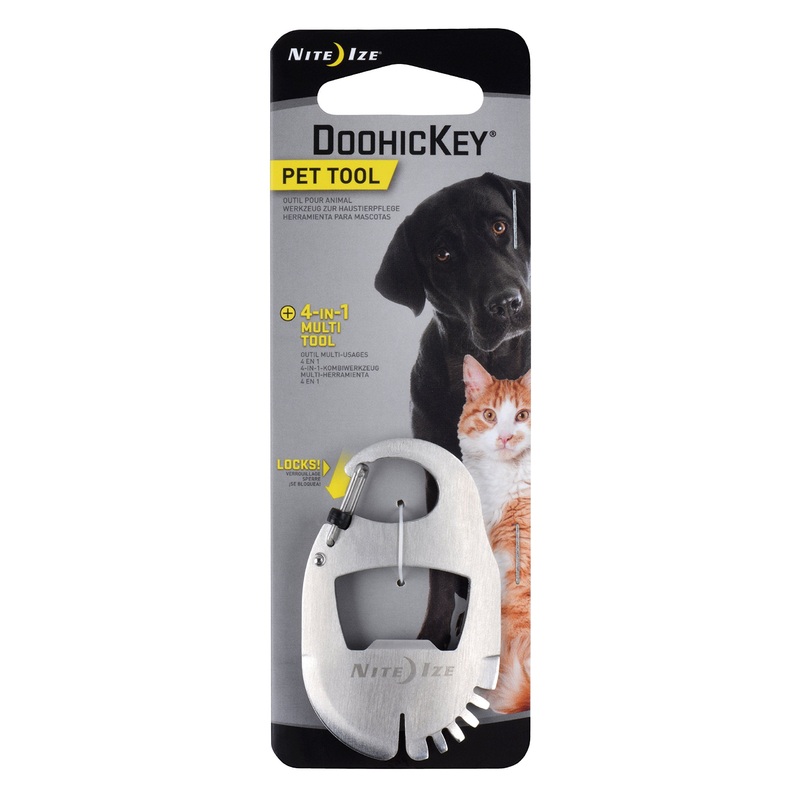Nite Ize DoohicKey Pet Tool, Pet Multi Tool, Burr Comb, Tick Remover, Nail File, Bottle Opener, Stainless Steel