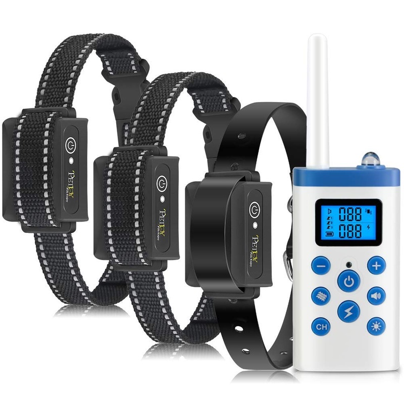 PETJOY Dog Training Collar with Remote and Automatic Modes, Bark Collar for Large Dog, Safe Dog Shock Collar, 3600 Ft Control Range for Beep, Vibration, & Shock PJ-525-3Dogs