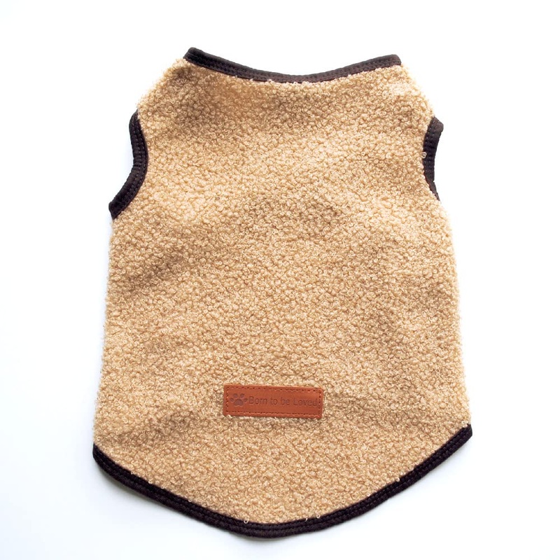 PIXRIY Small Dog Sweater Vest, Winter Cold Weather Warm Pullover Fleece Dog Jacket Sleeveless Puppy Clothes Fleece Coat for Chihuahua Poodle Teddy Medium Khaki