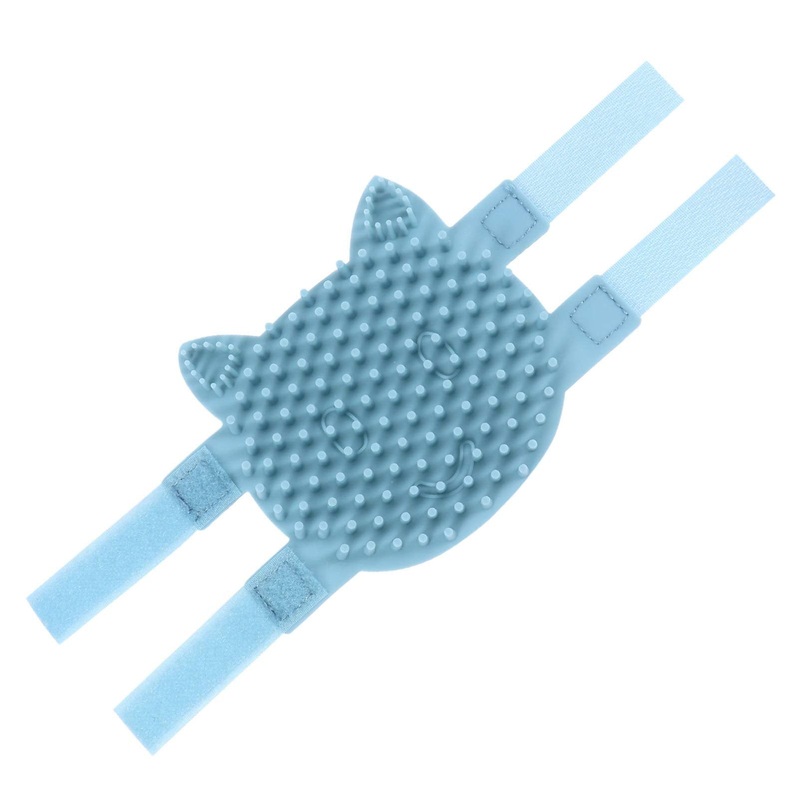 Scicalife Cat Self Groomer Cat Brush Wall Corner Massager Tool Silicone Cat Face Scratcher Medium 32X13X2CM Navy
