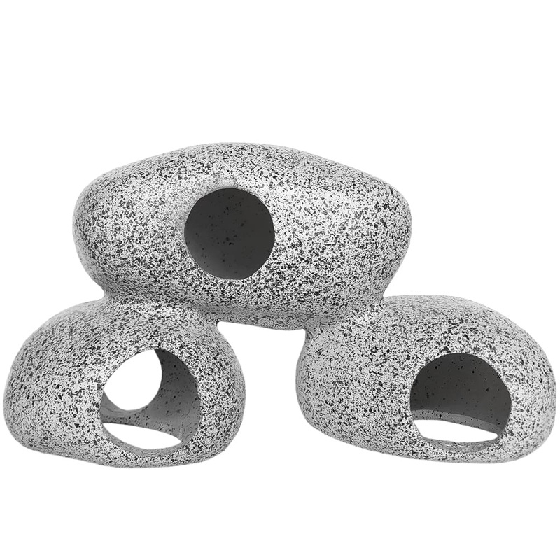 SLOCME Aquarium Rock Caves Decoration – Cichlids Rock Caves for Shrimp Cichlid Hiding Breeding Spawning, Fish Can Swim Through The Rock Hole, 3 Stone