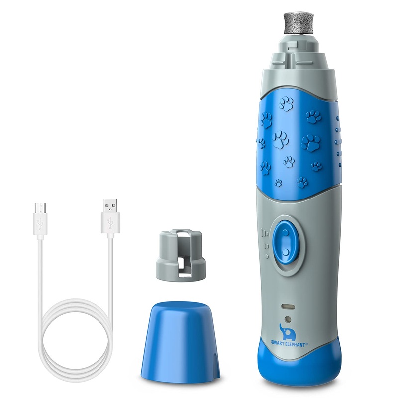 SMART ELEPHANT Dog Nail Grinder with LED Lighting,2-Speed Electric Pet Nail Grinder for Small Medium and Large Dogs & Cats – Rechargeable Pet Nail Trimmer Painless Paws Grooming & Smoothing Blue+grey