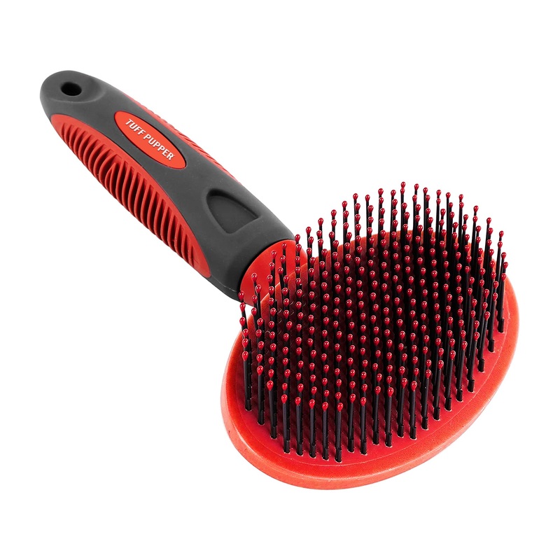 Tuff Pupper Round Bristle Soft Brush for Dogs and Cats | Gentle Grooming for Short or Long Hair | Soft Pin Tool for Sensitive Skin | Detangle & Remove Loose Fur | For Dematting & Detangling Undercoat Soft Bristle Brush