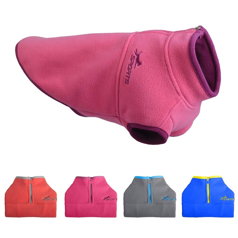 YIEPAL Cold Weather Fleece Dog Vest for Small Dog Half Zip Pullover Puppy Sweater Winter Warm Coat Clothes for Dog M:chest15″ Pink/ Purple