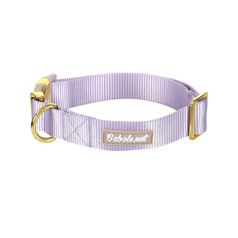 Babole Dog Collars with Safety Metal Buckle Adjustable Soft Comfortable Nylon Pet Collars for Small Medium Large Dog Lavender