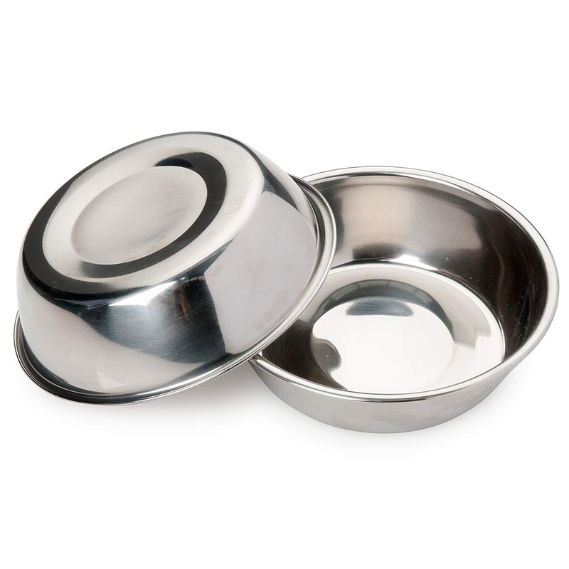 Bonza Two Piece Stainless Steel Dog Bowls Small, 12oz Pet Water and Food Bowls, Basic Metal Dog Bowl or Cat Bowls, Set of 2 Bowls