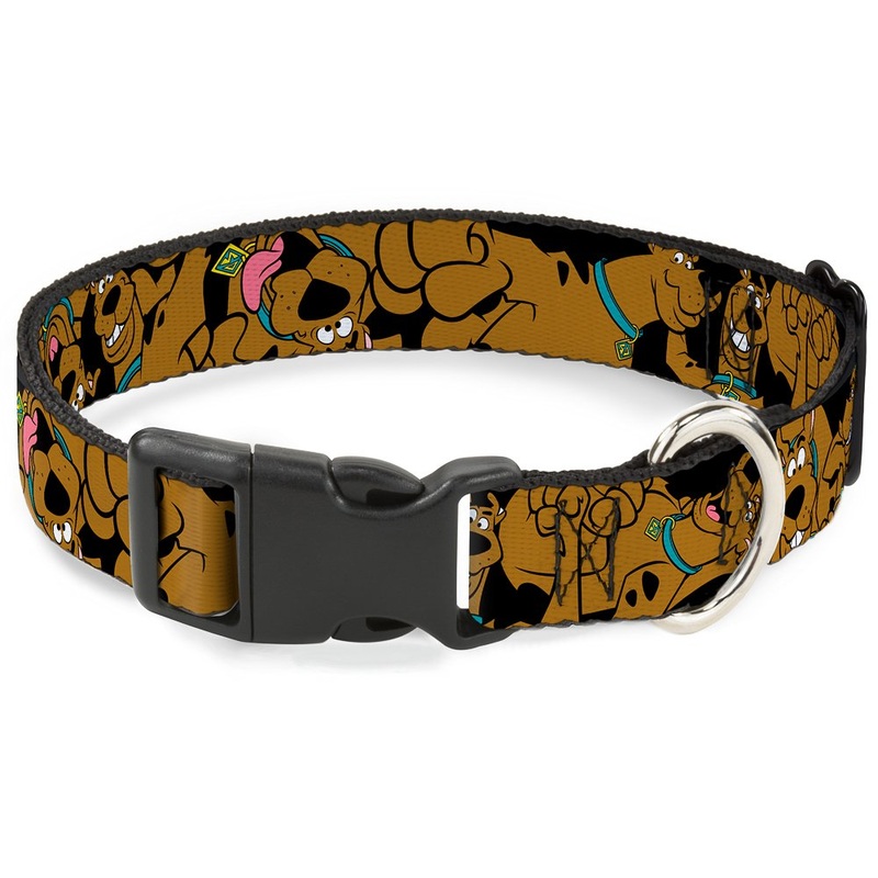Buckle-Down Dog Collar Plastic Clip Scooby Doo Stacked Close Up Black Available in Adjustable Sizes for Small Medium Large Dogs 1.5″ Wide – Fits 16-23″ Neck – Medium