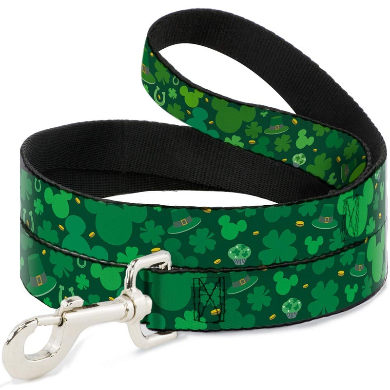 Buckle-Down Pet Leash – St. Patrick’s Day Mickey Collage Greens – 6 Feet Long – 1″ Wide
