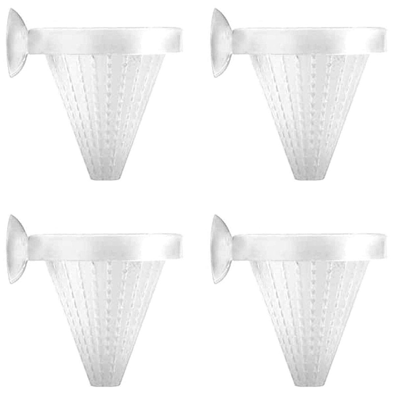 DGZZI Aquarium Cone Feeder 4PCS White Fish Tank Red Worm Feeding Cone Cups with Suckers