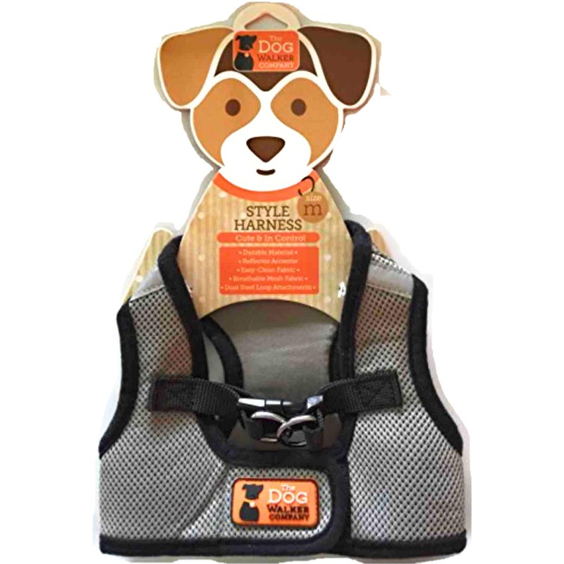 Dog walker company The Reflector Accent Harness | Medium | Gray/Black