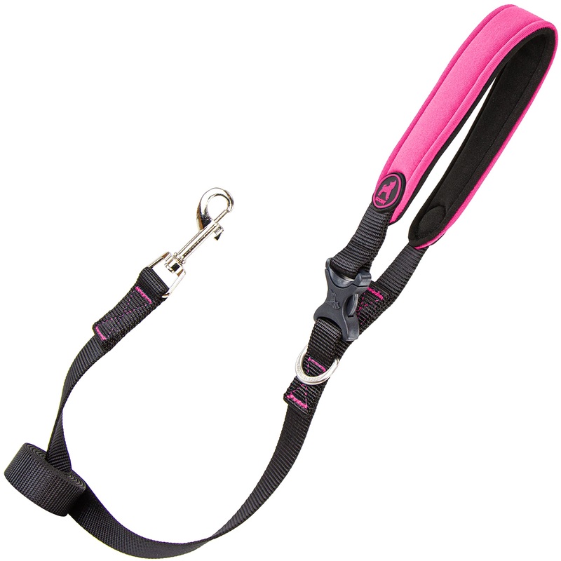 Gooby Escape Free Sport Leash – 4FT/6FT – Neoprene Dog Leash with Hands Free Option – Comfortable On The Go Leash for Small, Medium and Large Dogs Pink 4 Feet