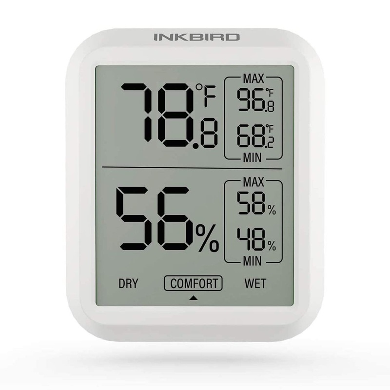 Inkbird IndoorI Thermometer Hygrometer, Max & Min Records for Reptiles, TH-20 Digital Room Thermometer Humidity Gauge with Temperature and Humidity Monitor for Guitar Ukulele Fridge