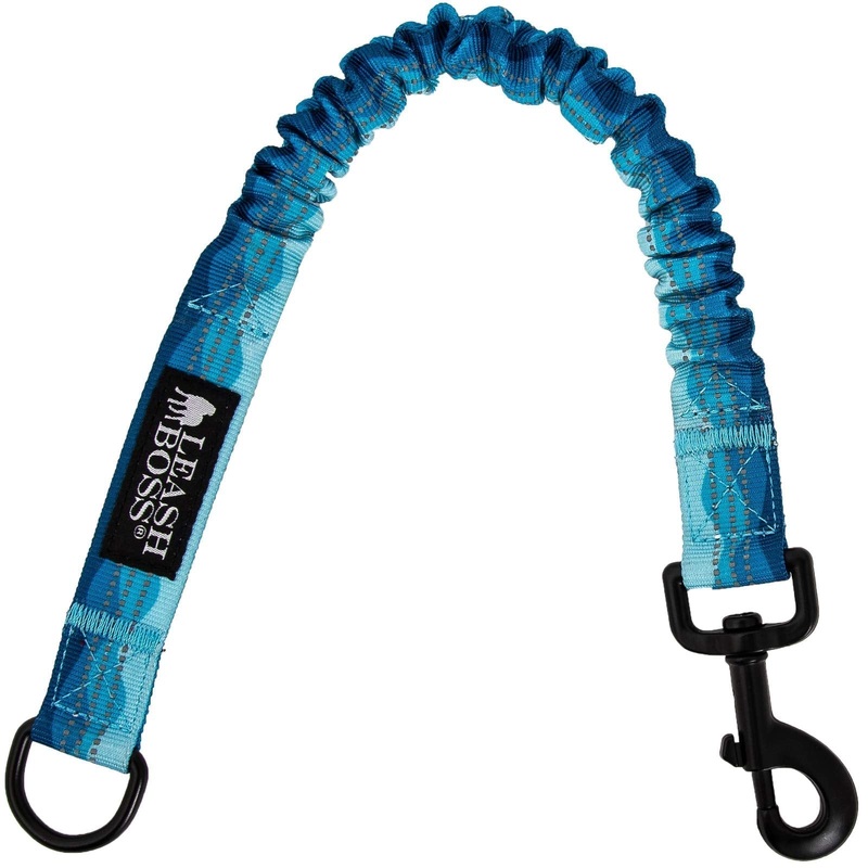 Leashboss Pattern Bungee Dog Leash Extension, 18″ Shock Absorbing Lead Extender, Pattern Collection 18 Inch Blue – Wave